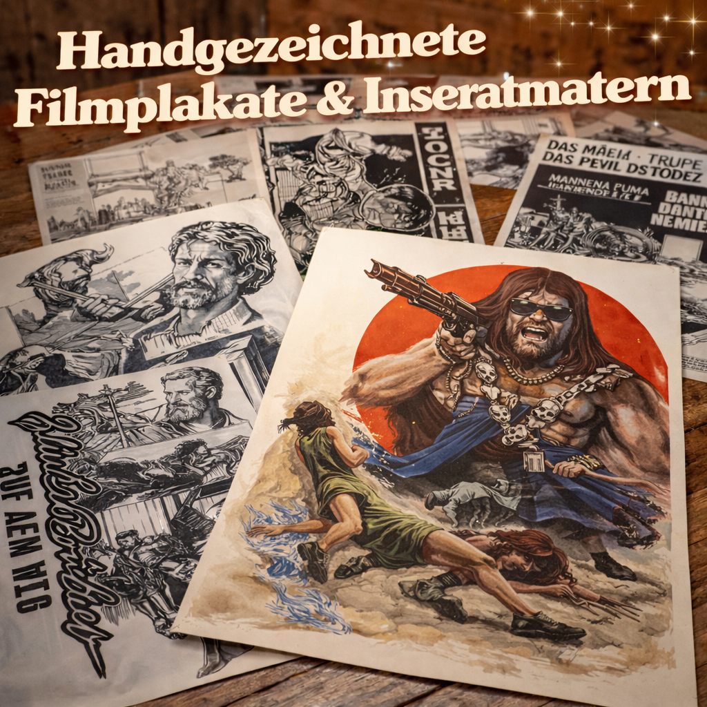 Handgezeichnete Originalplakate und Matern