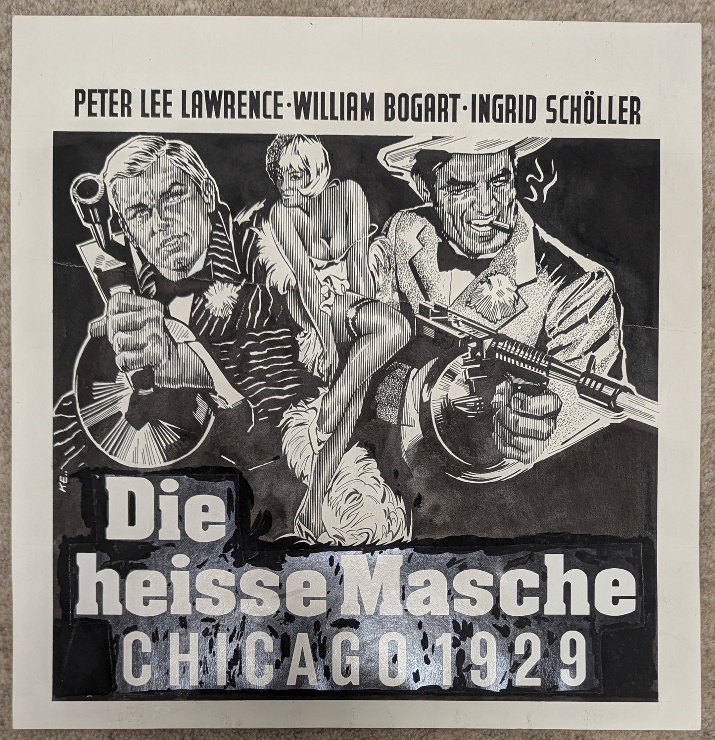 Heiße Masche Chicago 1929 - handgezeichnete Inseratmater EINZELSTÜCK