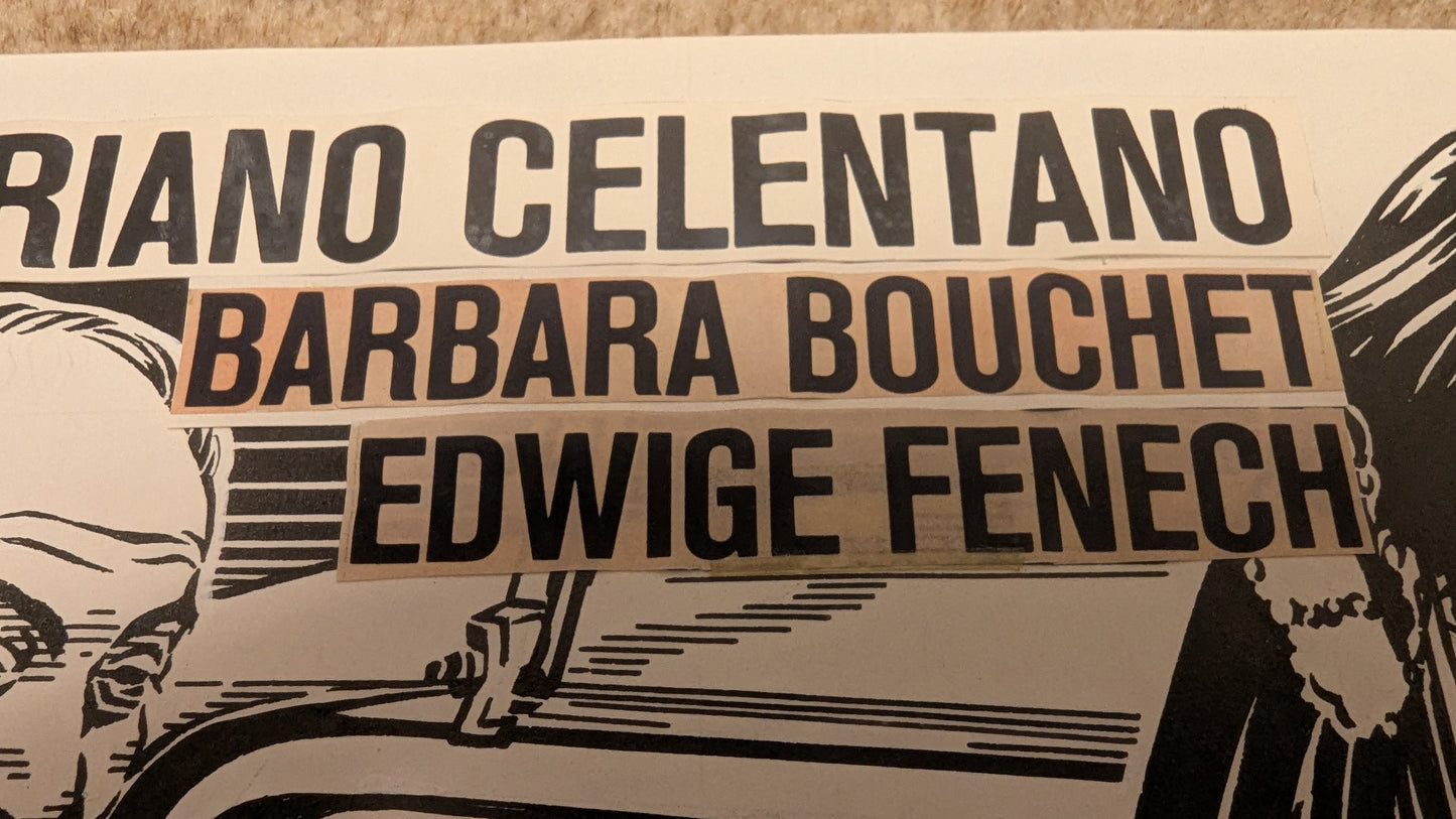 Ein total versautes Wochenende - handgezeichnete Inseratmater EINZELSTÜCK Adriano Celentano Edwige Fenech