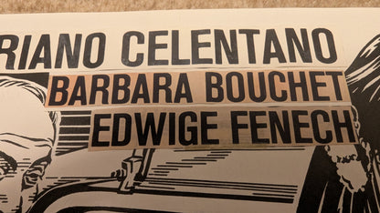 Ein total versautes Wochenende - handgezeichnete Inseratmater EINZELSTÜCK Adriano Celentano Edwige Fenech