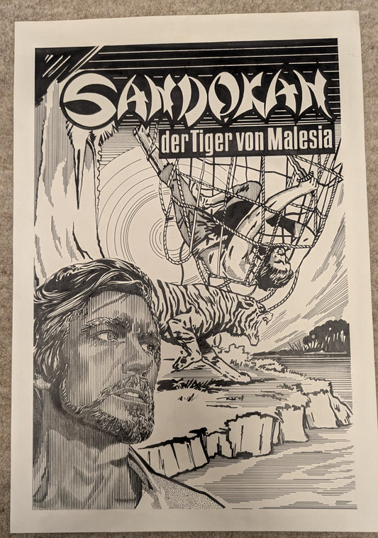 Sandokan - Der Tiger von Malesia - handgezeichnete Inseratmater EINZELSTÜCK Ivan Rassimov