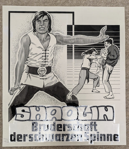 Shaolin - Bruderschaft der schwarzen Spinne - handgezeichnete Inseratmater EINZELSTÜCK Carter Wong