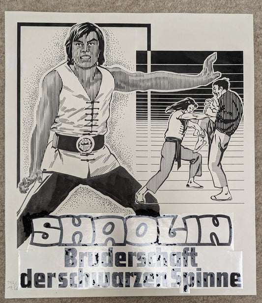 Shaolin - Bruderschaft der schwarzen Spinne - handgezeichnete Inseratmater EINZELSTÜCK Carter Wong