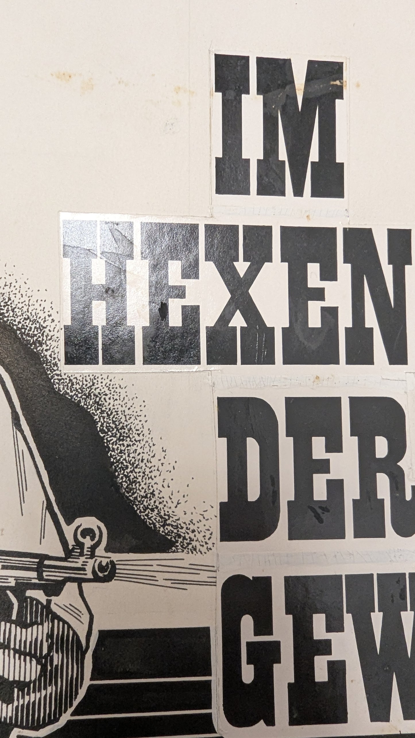 Im Hexenkessel der Gewalt - handgezeichnete Inseratmater EINZELSTÜCK #2
