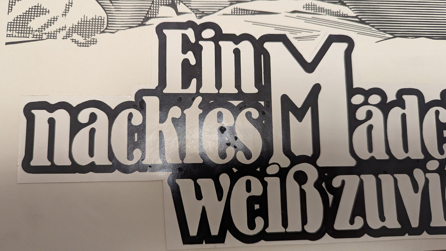 Ein nacktes Mädchen weiß zuviel - handgezeichnete Inseratmater EINZELSTÜCK