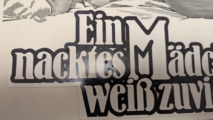 Ein nacktes Mädchen weiß zuviel - handgezeichnete Inseratmater EINZELSTÜCK