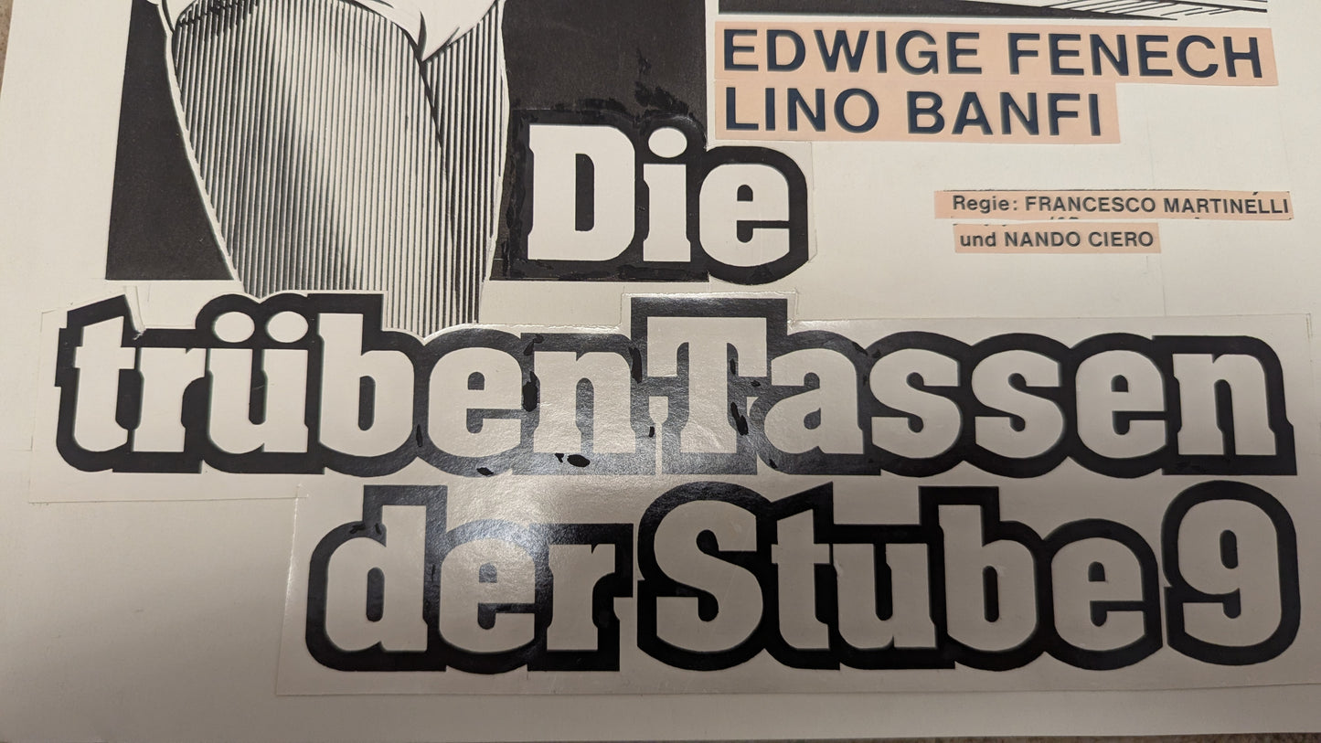 Die trüben Tassen der Stube 9 - handgezeichnete Inseratmater EINZELSTÜCK Edwige Fenech #2
