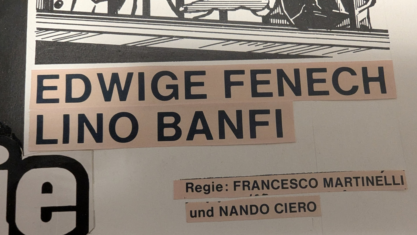Die trüben Tassen der Stube 9 - handgezeichnete Inseratmater EINZELSTÜCK Edwige Fenech #2