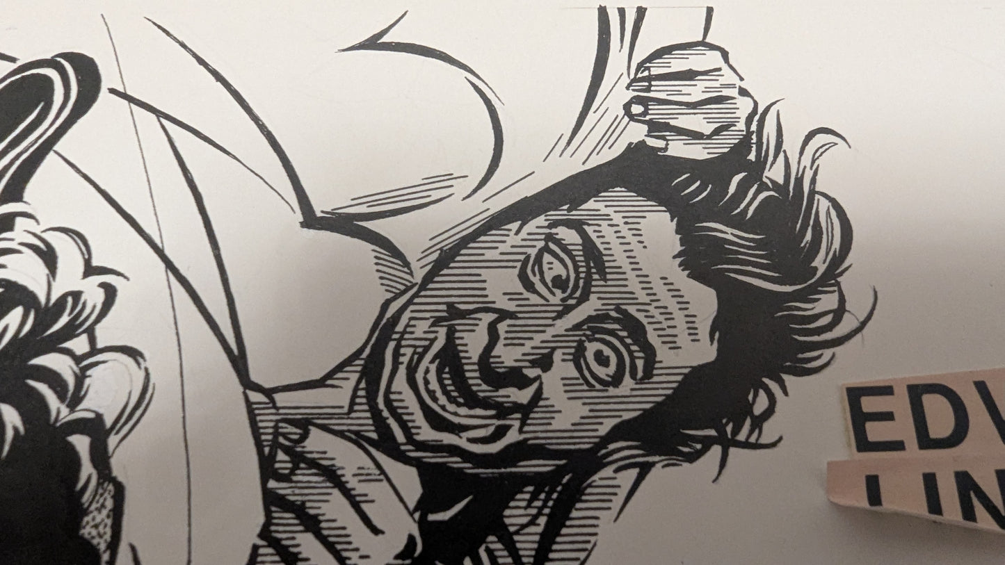 Die trüben Tassen der Stube 9 - handgezeichnete Inseratmater EINZELSTÜCK Edwige Fenech
