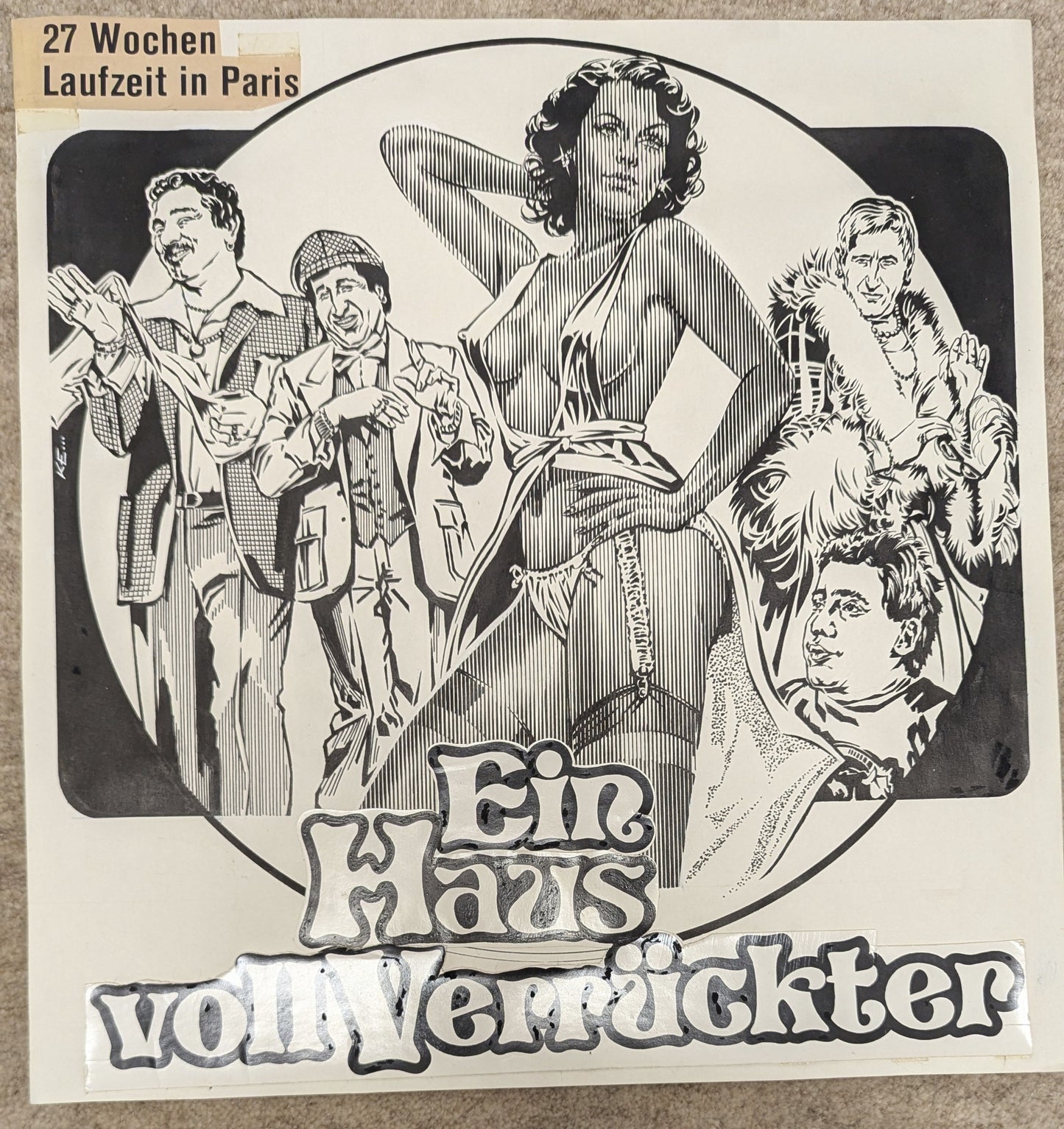 Ein Haus voll Verrückter - handgezeichnete Inseratmater EINZELSTÜCK