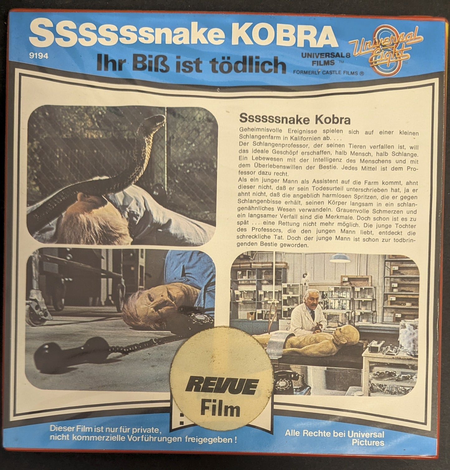 Ssssnake Kobra - Original Super 8 Film Piccolo film ca. 120m HORROR