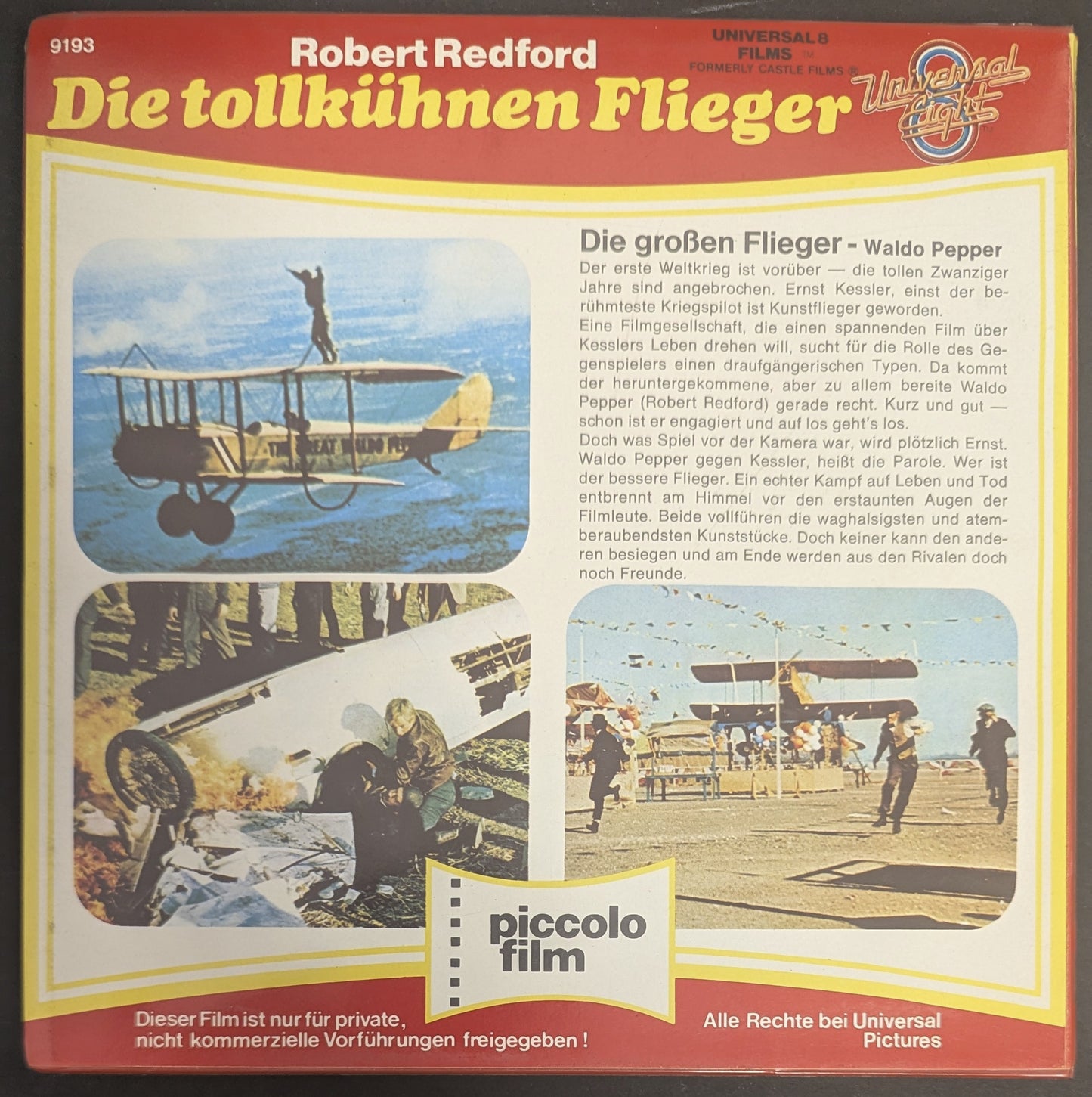 Die tollkühnen Flieger - Original Super 8 Film Piccolo film ca. 120m Robert Redford
